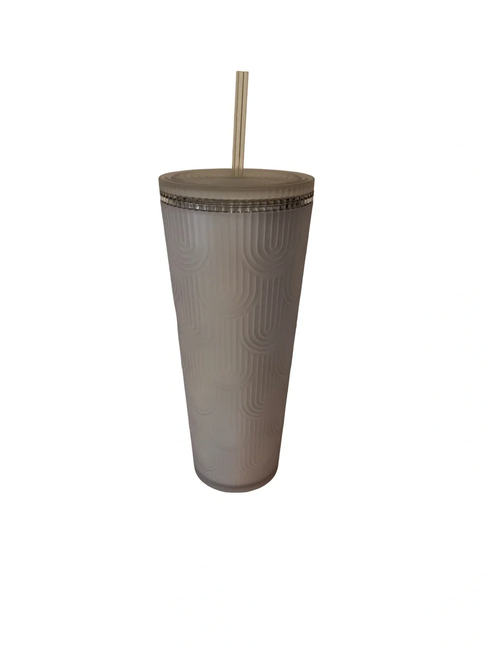 Brand New Starbucks Matte Grey/White Reusable Tumbler with Straw